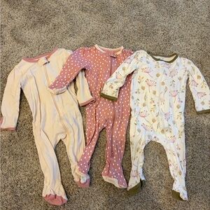 Baby Girl Set of 3 Zippered Pajamas
